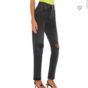 Agoldie 90s pinch waist jean in Howl (black) 25